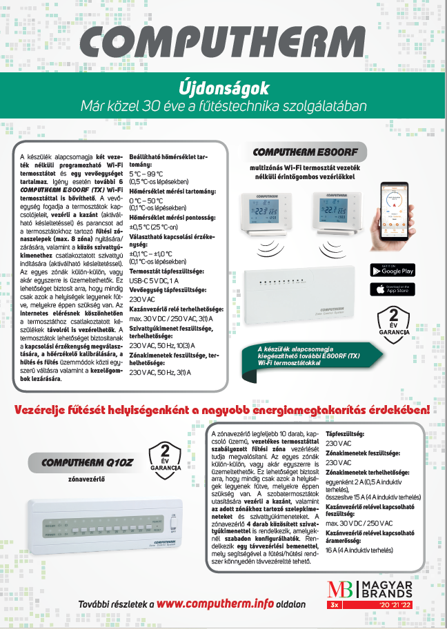 Computherm - Digitális, Wi-fi, mechanikus termosztátok - Quantrax Kft. 
